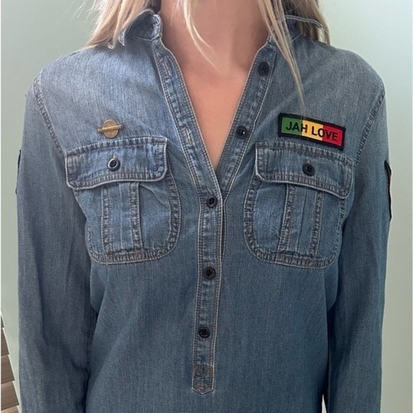 Women’s Denim Dress Lightweight Size 0 By J Crew Super Cute in Very GUC - Picture 5 of 10